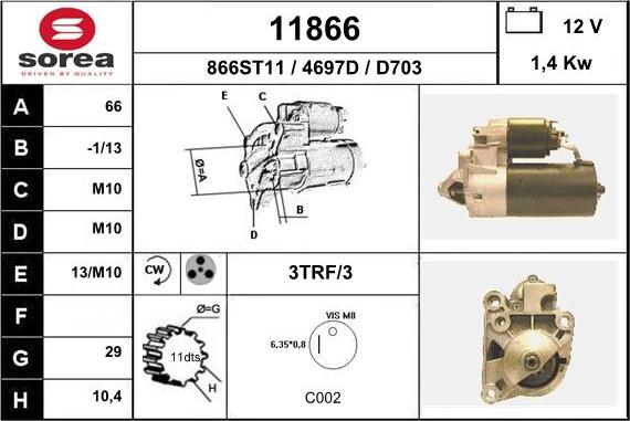 EAI 11866 - Стартер autocars.com.ua