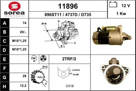 EAI 11896 - Стартер autocars.com.ua