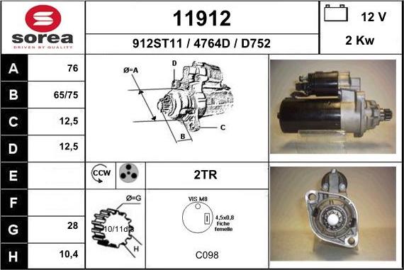 EAI 11912 - Стартер autocars.com.ua