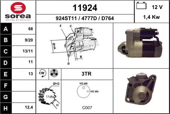 EAI 11924 - Стартер autocars.com.ua