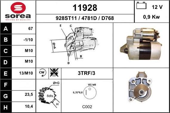 EAI 11928 - Стартер autocars.com.ua