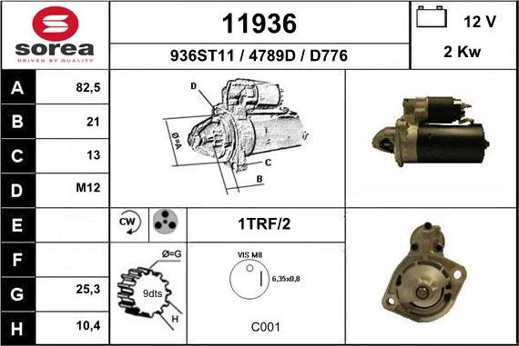 EAI 11936 - Стартер autocars.com.ua