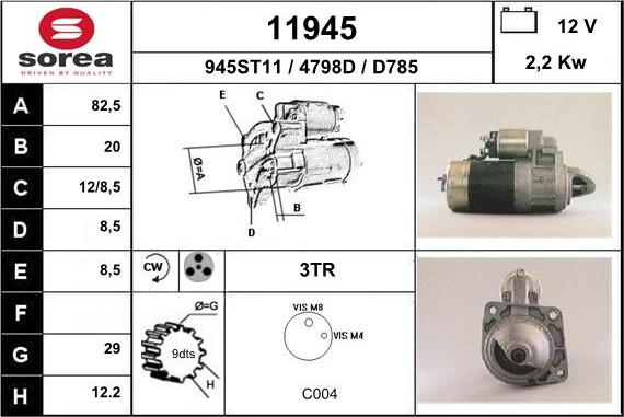 EAI 11945 - Стартер avtokuzovplus.com.ua