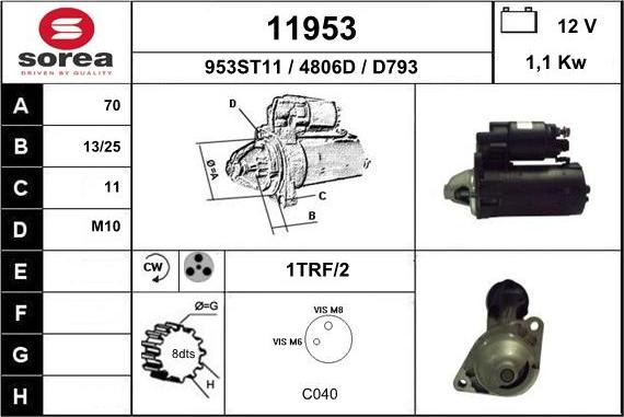 EAI 11953 - Стартер autocars.com.ua