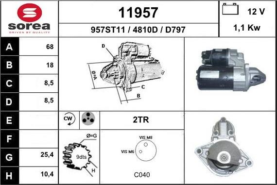 EAI 11957 - Стартер autocars.com.ua