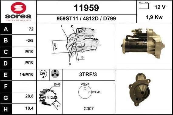 EAI 11959 - Стартер autocars.com.ua