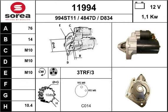 EAI 11994 - Стартер autocars.com.ua