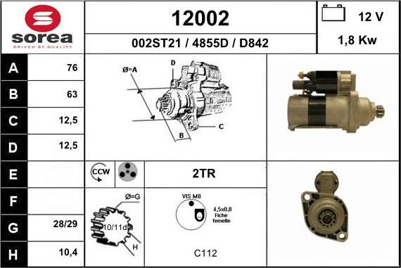 EAI 12002 - Стартер autocars.com.ua