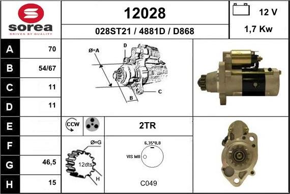 EAI 12028 - Стартер autocars.com.ua