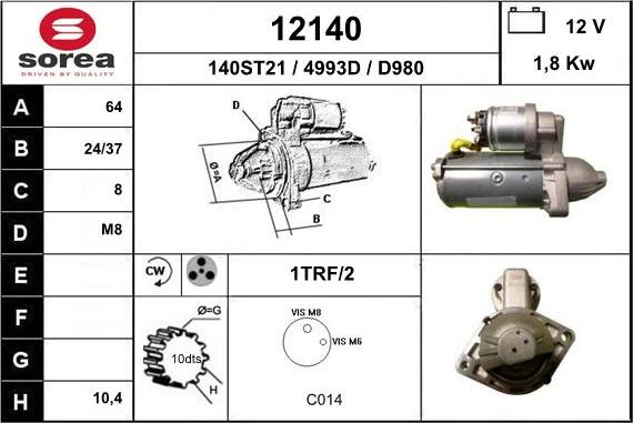 EAI 12140 - Стартер autocars.com.ua