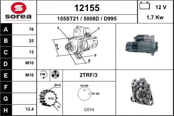 EAI 12155 - Стартер autocars.com.ua