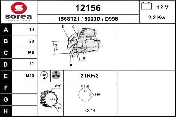 EAI 12156 - Стартер autocars.com.ua