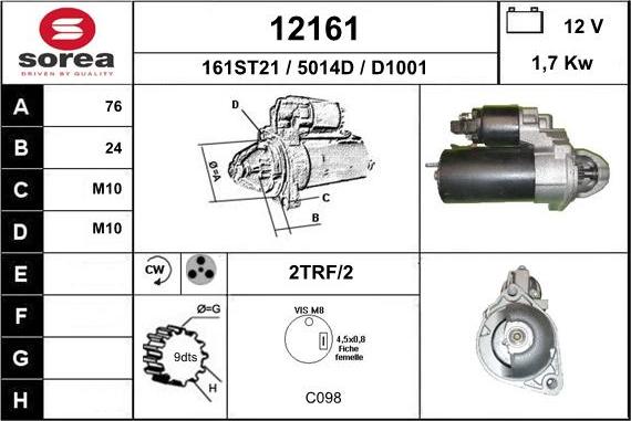 EAI 12161 - Стартер autocars.com.ua