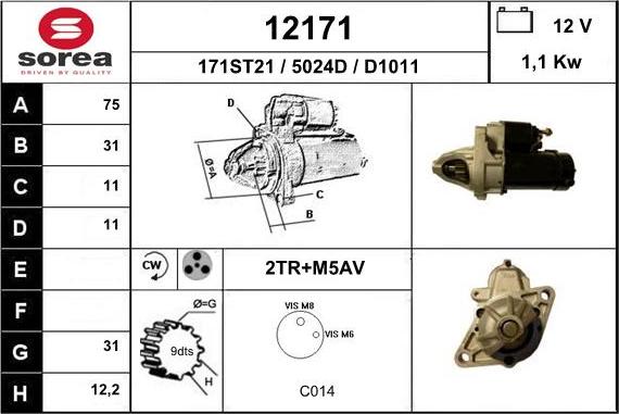 EAI 12171 - Стартер avtokuzovplus.com.ua