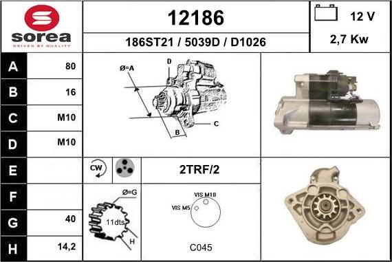 EAI 12186 - Стартер autocars.com.ua