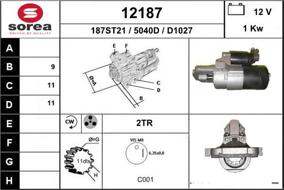 EAI 12187 - Стартер autocars.com.ua