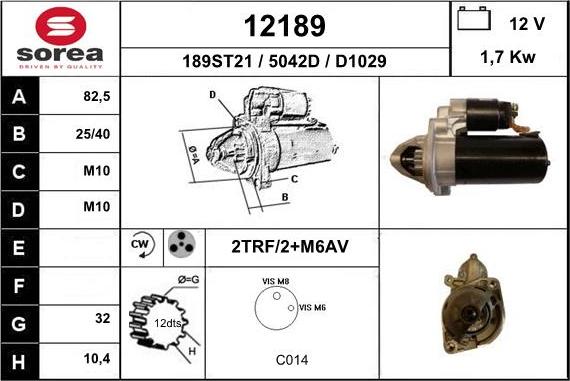 EAI 12189 - Стартер autocars.com.ua