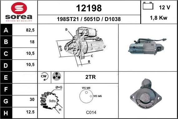 EAI 12198 - Стартер autocars.com.ua