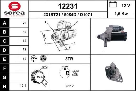 EAI 12231 - Стартер autocars.com.ua