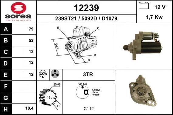 EAI 12239 - Стартер autocars.com.ua