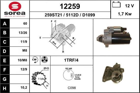 EAI 12259 - Стартер avtokuzovplus.com.ua