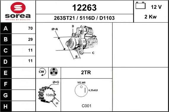 EAI 12263 - Стартер autocars.com.ua