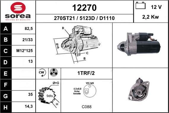 EAI 12270 - Стартер autocars.com.ua