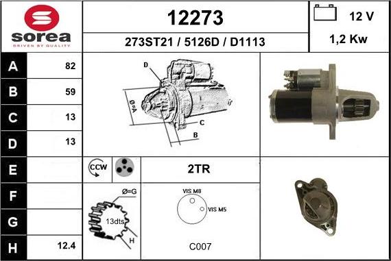 EAI 12273 - Стартер autocars.com.ua