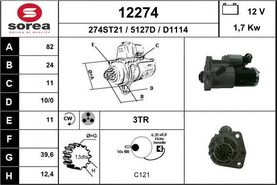 EAI 12274 - Стартер autocars.com.ua