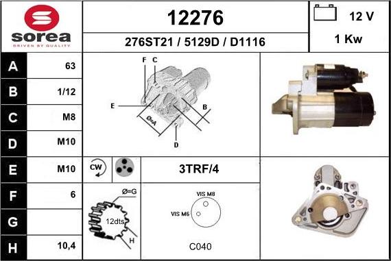 EAI 12276 - Стартер avtokuzovplus.com.ua