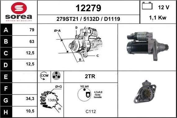 EAI 12279 - Стартер autocars.com.ua