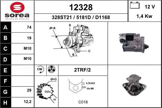 EAI 12328 - Стартер autocars.com.ua