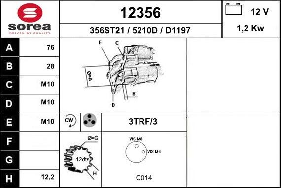 EAI 12356 - Стартер autocars.com.ua