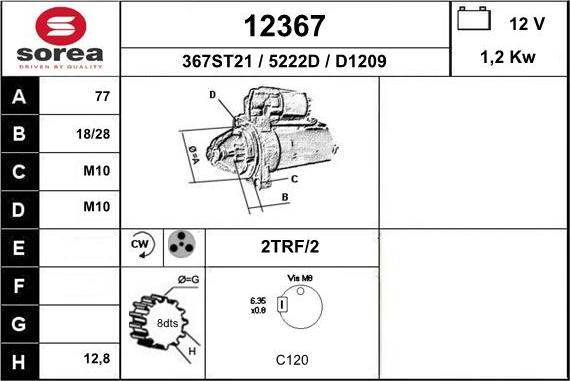 EAI 12367 - Стартер autocars.com.ua