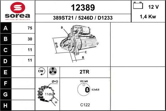 EAI 12389 - Стартер autocars.com.ua