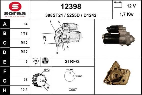 EAI 12398 - Стартер autocars.com.ua