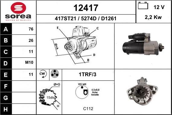 EAI 12417 - Стартер autocars.com.ua