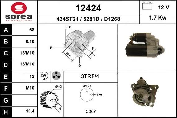 EAI 12424 - Стартер autocars.com.ua