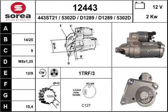 EAI 12443 - Стартер autocars.com.ua