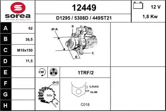 EAI 12449 - Стартер autocars.com.ua