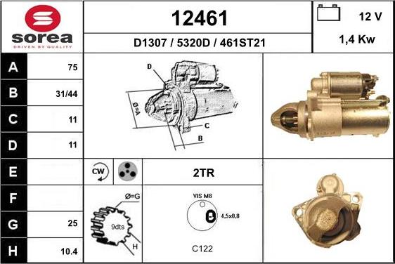 EAI 12461 - Стартер autocars.com.ua