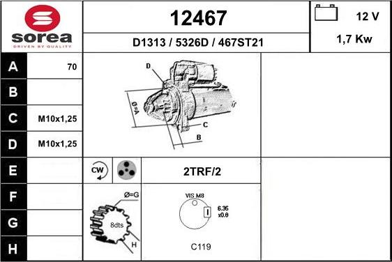 EAI 12467 - Стартер avtokuzovplus.com.ua