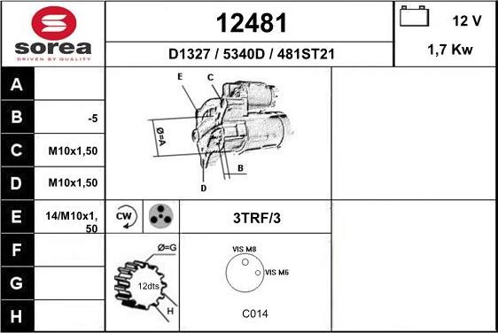 EAI 12481 - Стартер autocars.com.ua