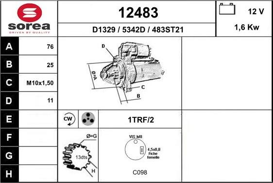 EAI 12483 - Стартер autocars.com.ua