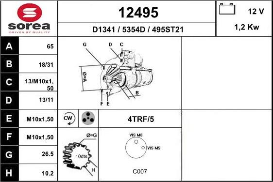 EAI 12495 - Стартер autocars.com.ua