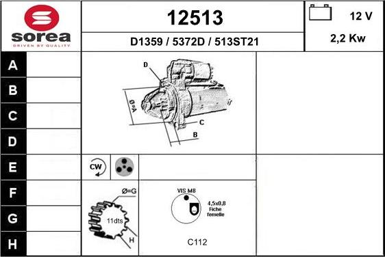 EAI 12513 - Стартер autocars.com.ua