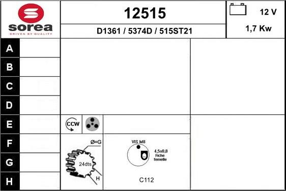 EAI 12515 - Стартер autocars.com.ua