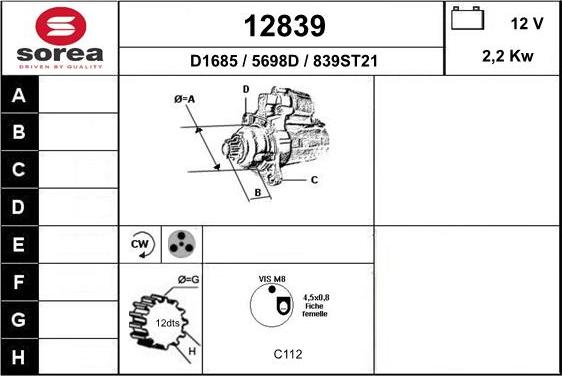 EAI 12839 - Стартер autocars.com.ua