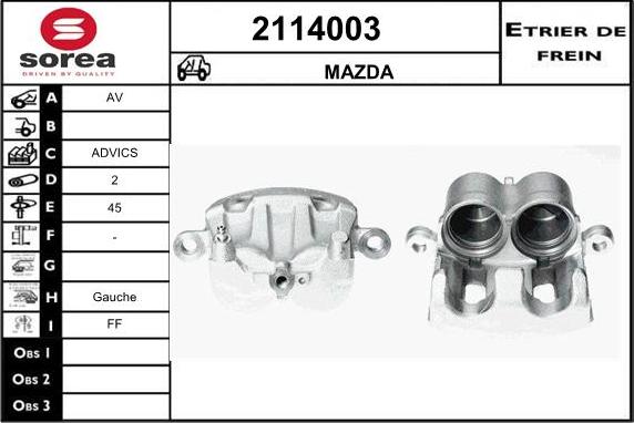 EAI 2114003 - Гальмівний супорт autocars.com.ua