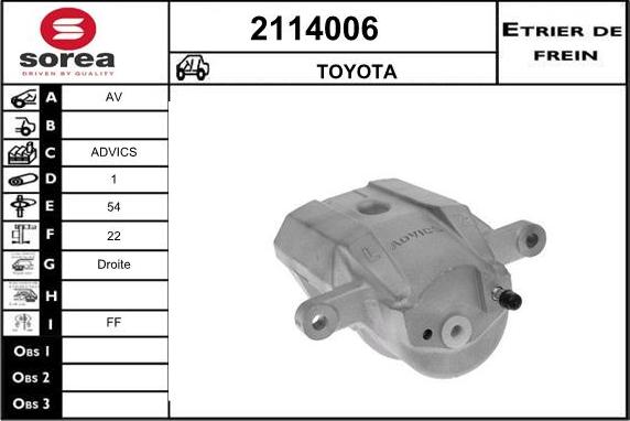 EAI 2114006 - Гальмівний супорт autocars.com.ua